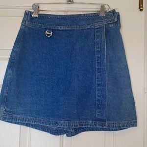 TAPEMEASURE, VINTAGE, WRAP AROUND DENIM SKIRT WITH SHORTS, SIZE 8